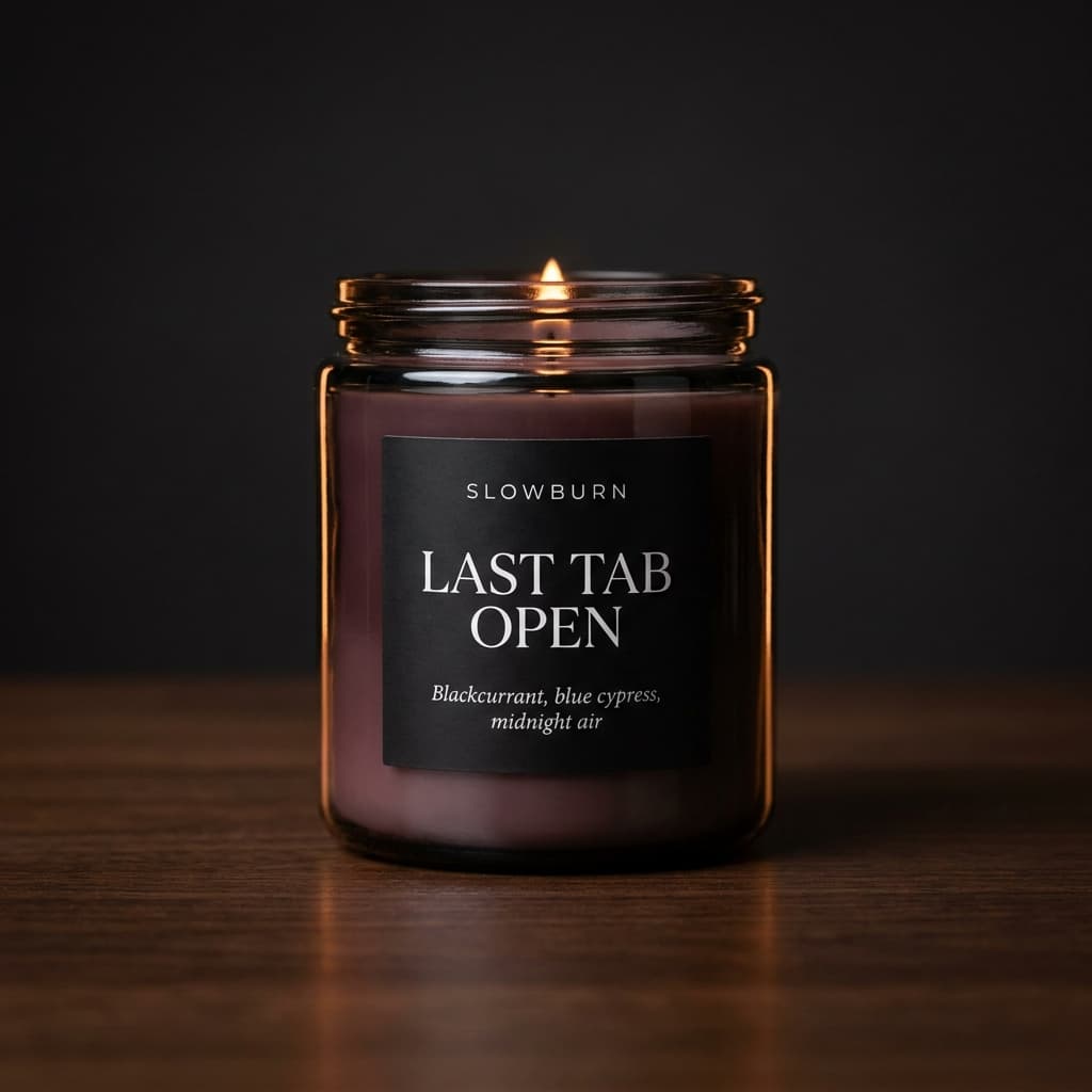 Last Tab Open candle — Blackcurrant, blue cypress, midnight air