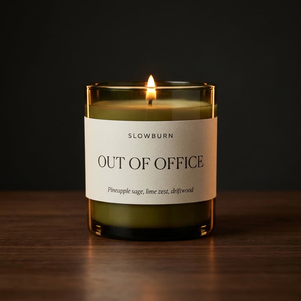 Out of Office candle — Pineapple sage, lime zest, driftwood