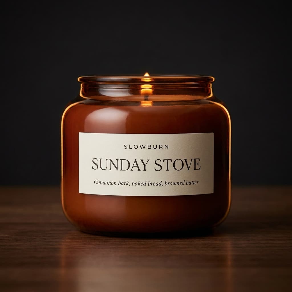 Sunday Stove candle — Cinnamon bark, baked bread, browned butter