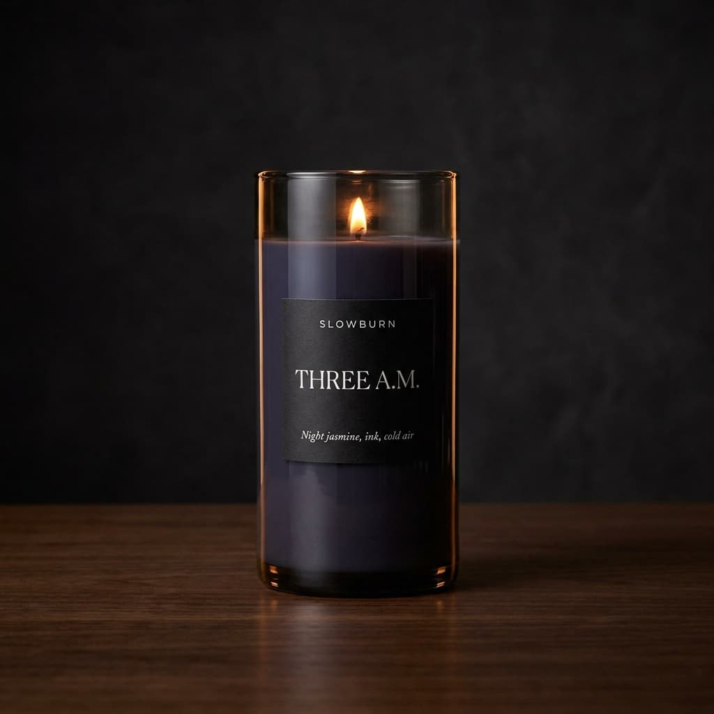 Three A.M. candle — Night jasmine, ink, cold air